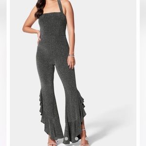 Bebe glitter knit halter jumpsuit